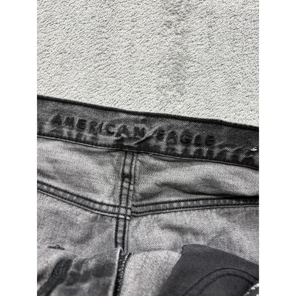 American Eagle Jeans Men Measured 36x26 Black Distressed Relaxed Fit 100% Cotton